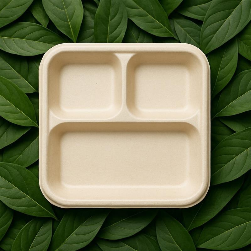 10 Inch 3 CP Bagasse Square Plate