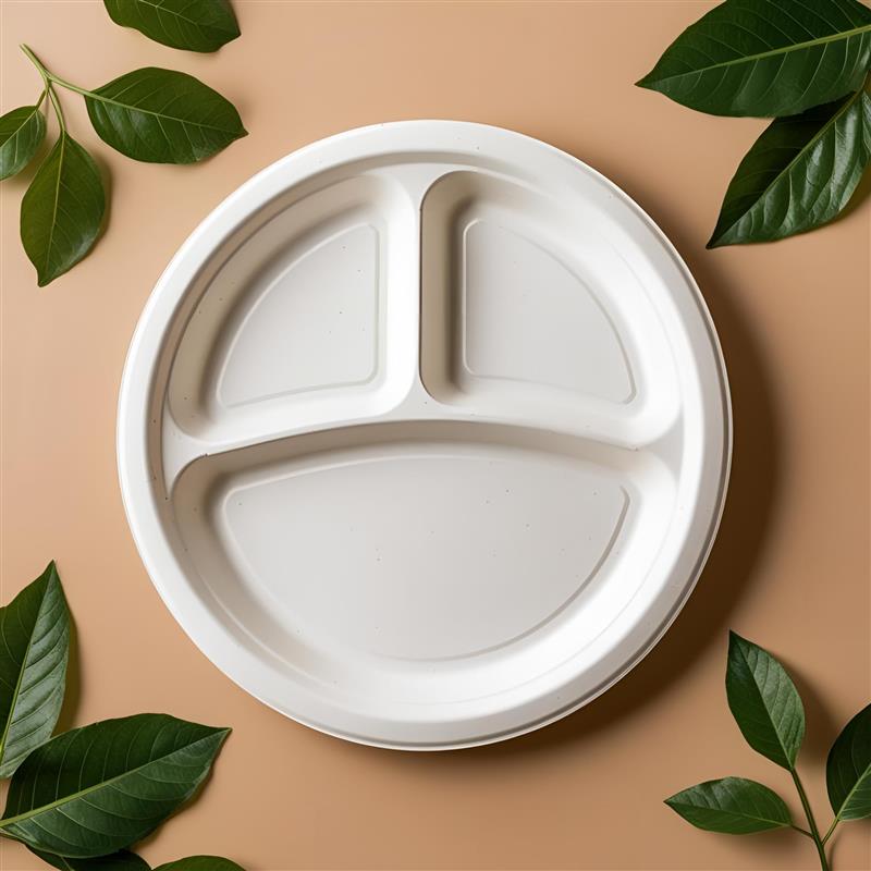 10 Inch 3 CP Bagasse Compartment Plate