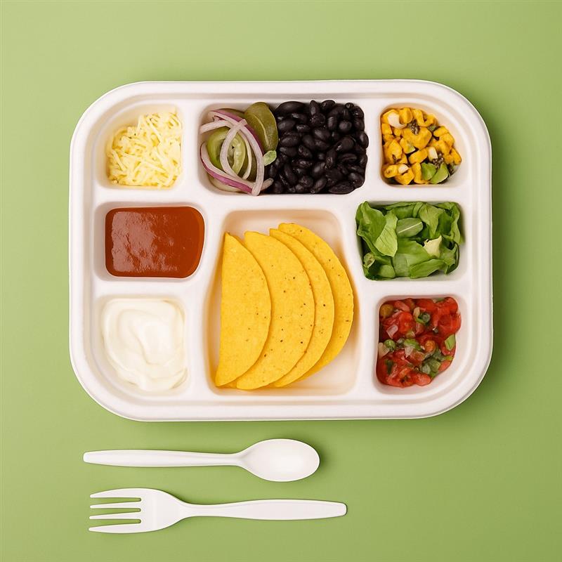 8 CP Bagasse Meal Tray With Lid