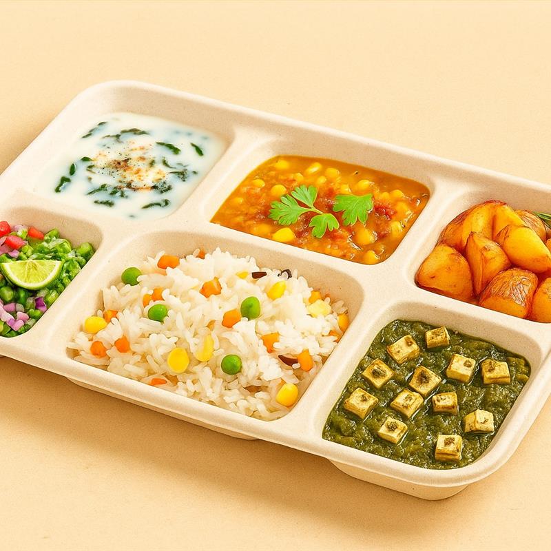 6 CP Bagasse Meal Tray